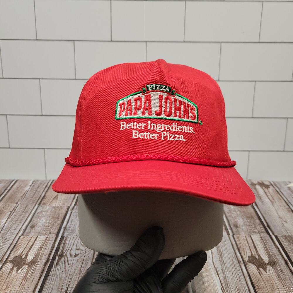 Vintage Papa Johns Pizza Snapback Hat Better Ingredients Better Pizza Red Cap